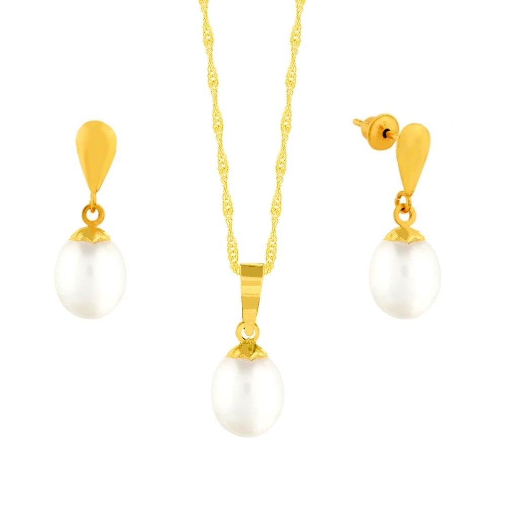 Conjunto de ouro 18k pérolas