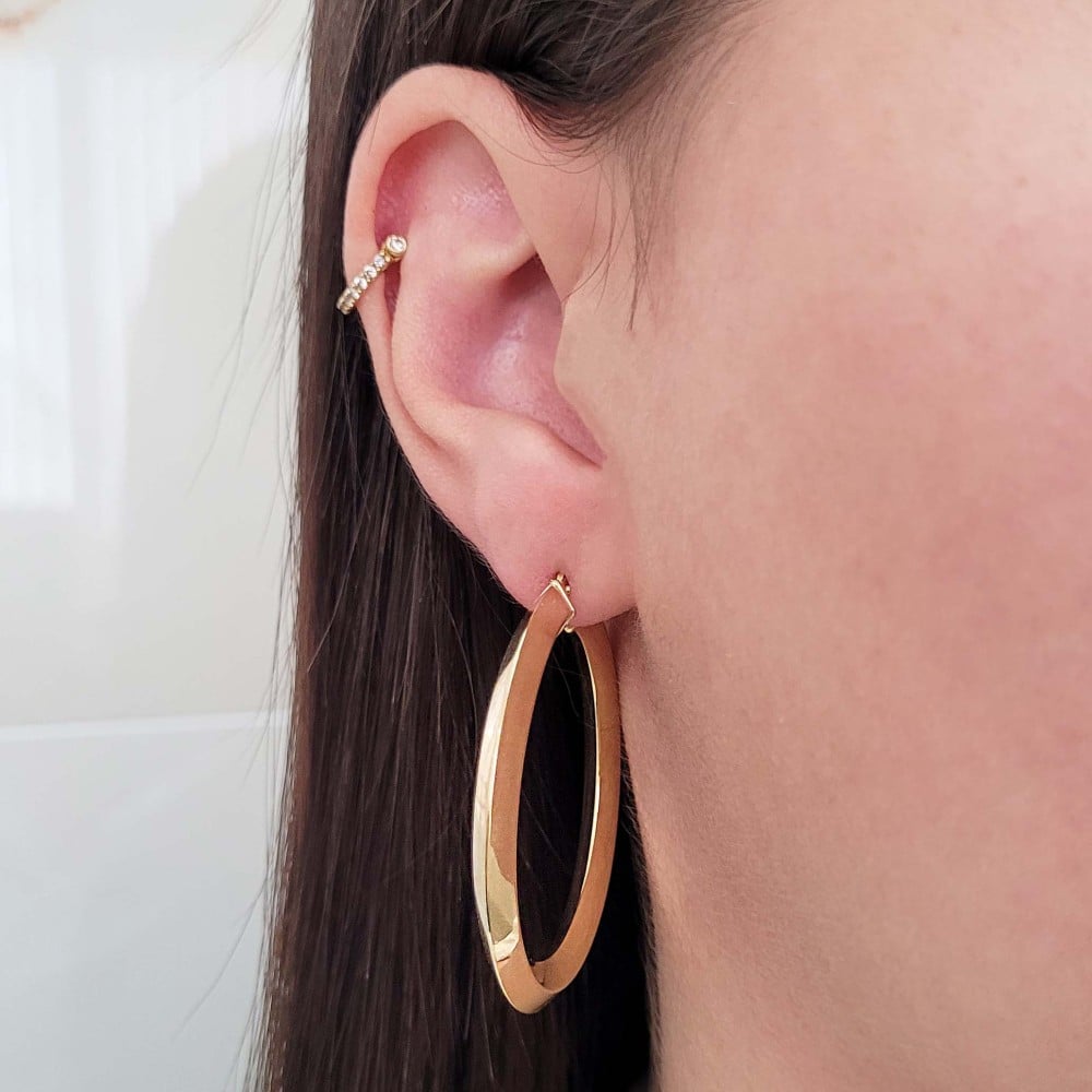 Brinco argola de ouro 18k redonda 42mm