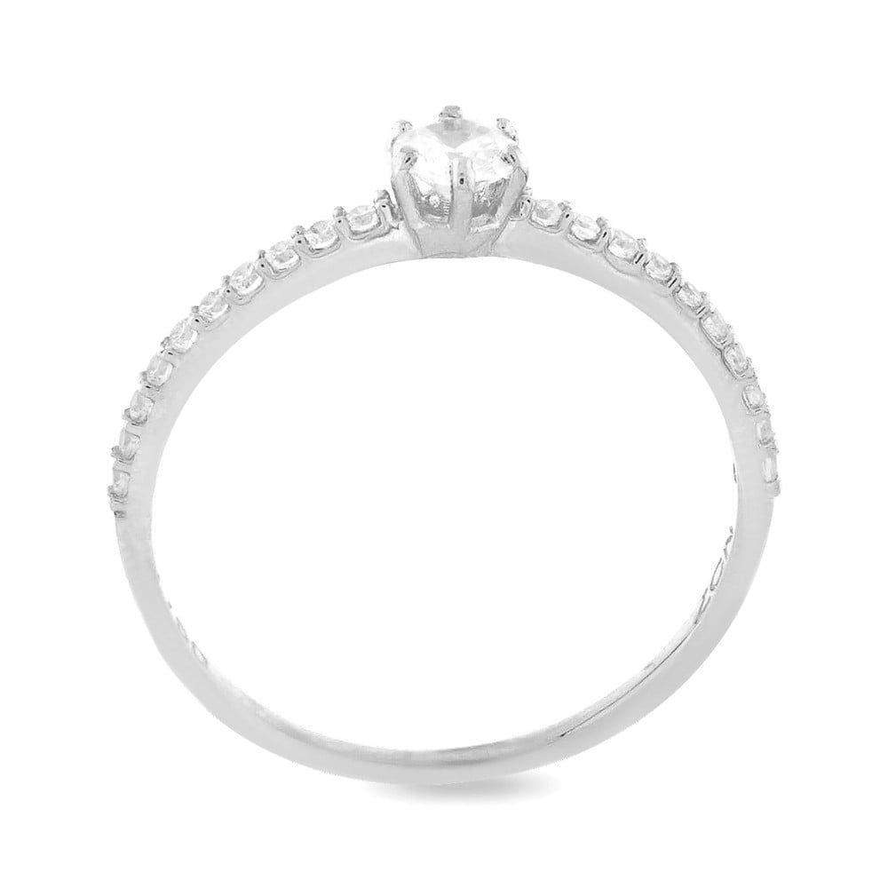 Anel de ouro branco solitário noivado Classic III