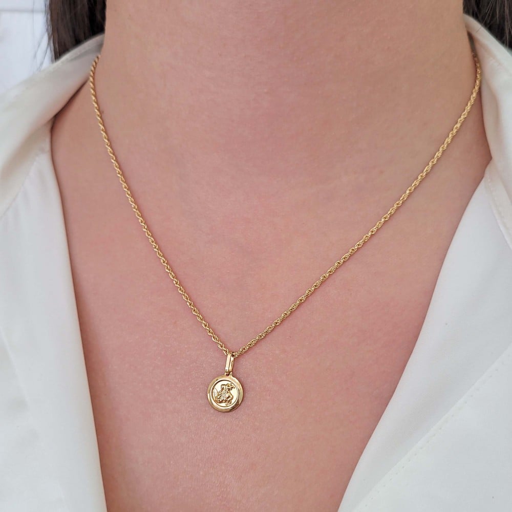 Pingente São Jorge de ouro 18k placa pequena
