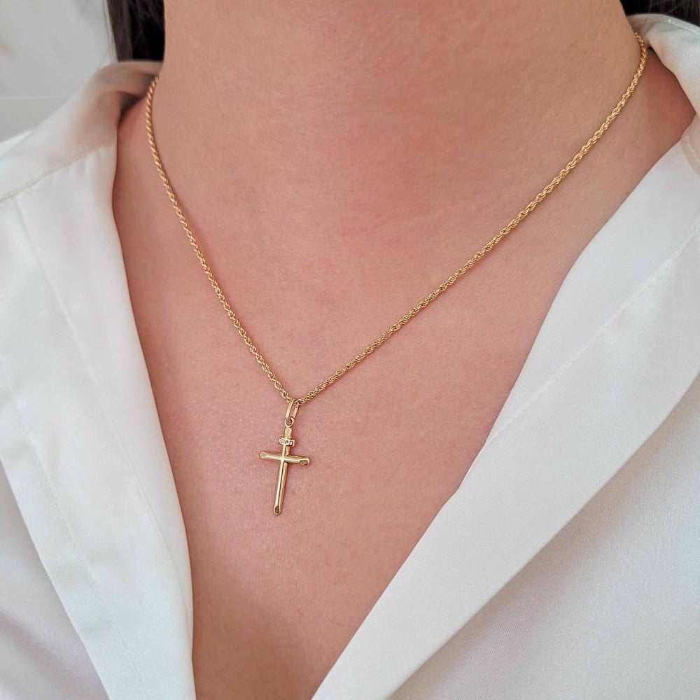 Pingente cruz de ouro 18k P INRI