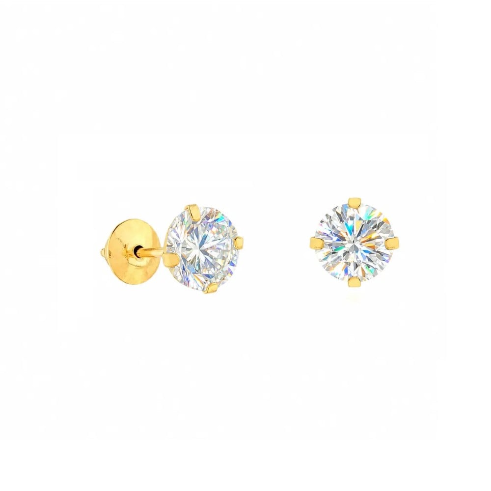 Brinco moissanite de ouro 18k ponto de luz 4mm