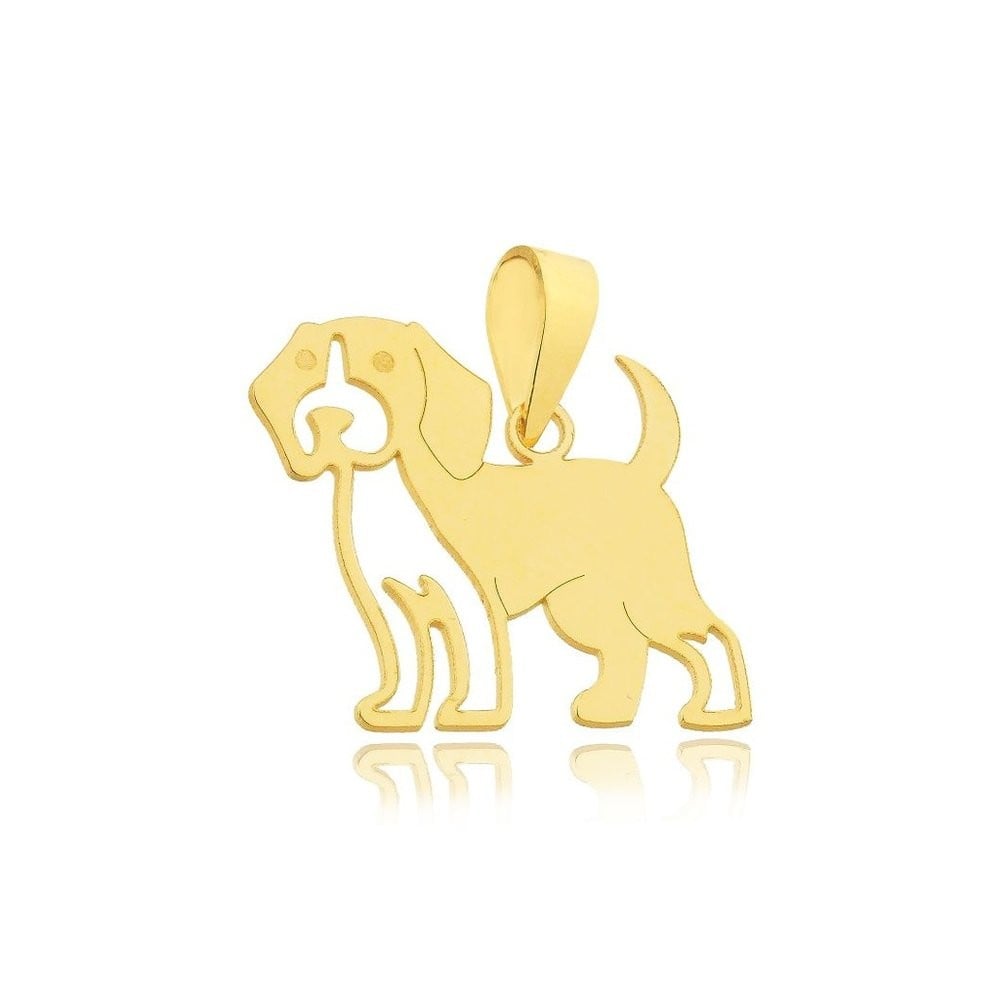 Pingente de ouro 18k cachorro raça Beagle
