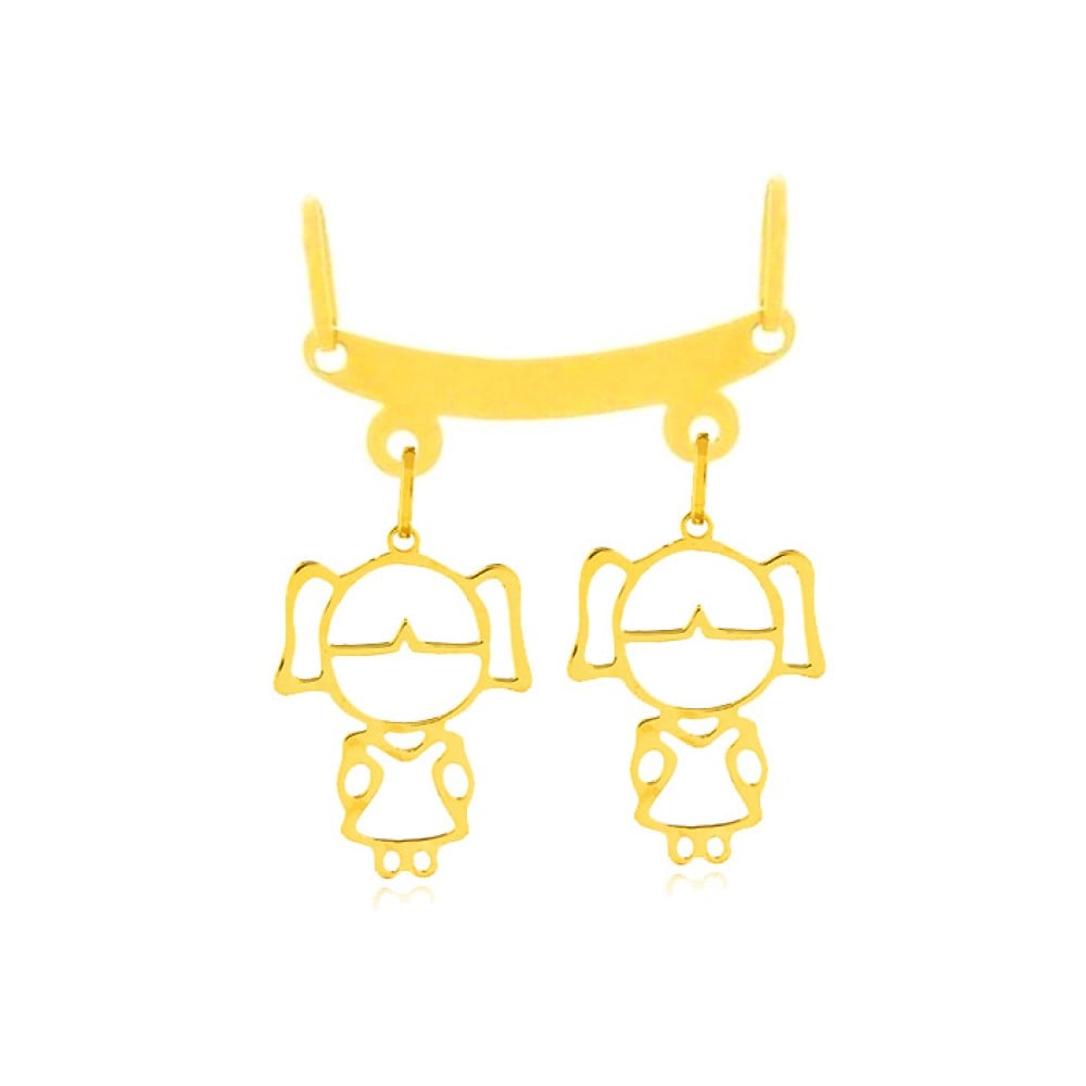 Corrente De Ouro 18k + Pingente De Ouro 18k Vazado Menino Menina 