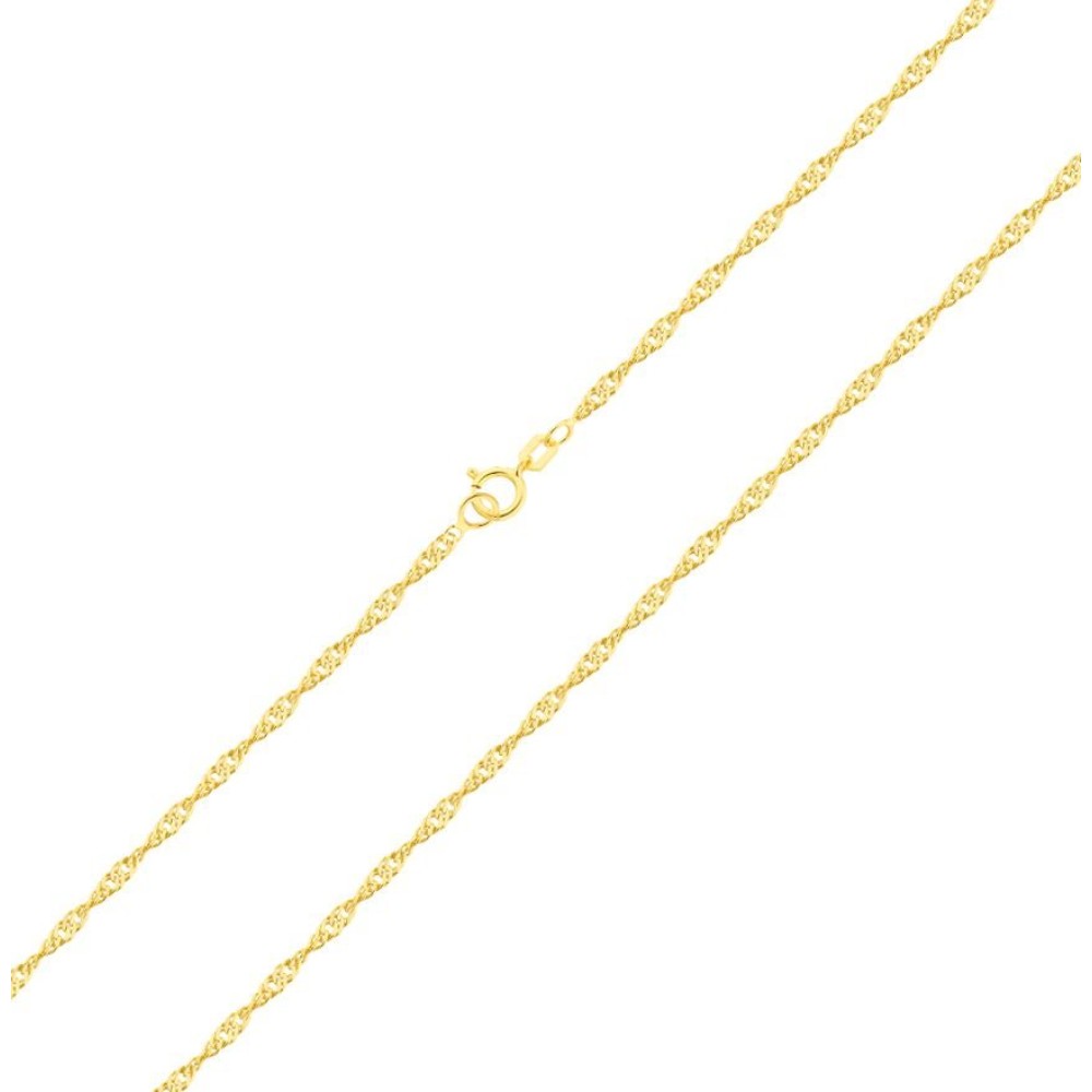 Corrente feminina de ouro 18k 45cm - 1,85g singapura torcida foto fecho da corrente 