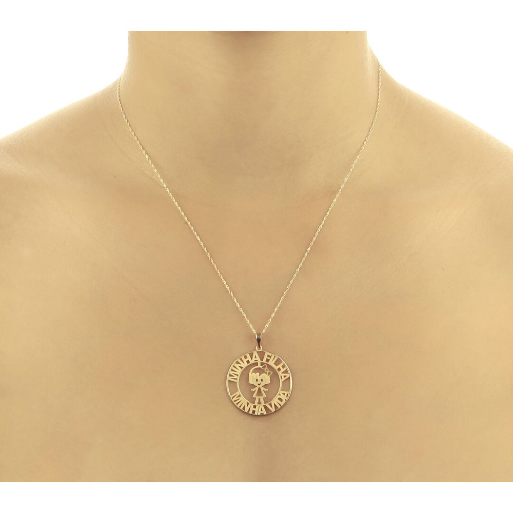 Pingente De Ouro 18k Minha Filha Minha Vida