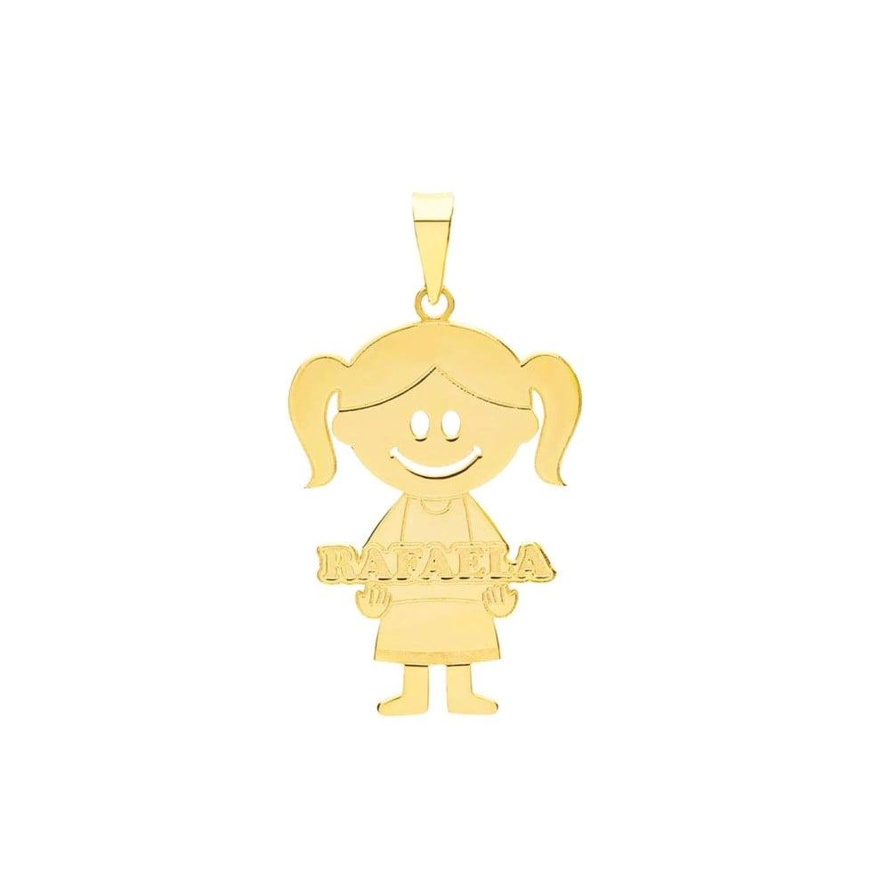 Pingente de ouro 18k filha / menina com nome personalizado