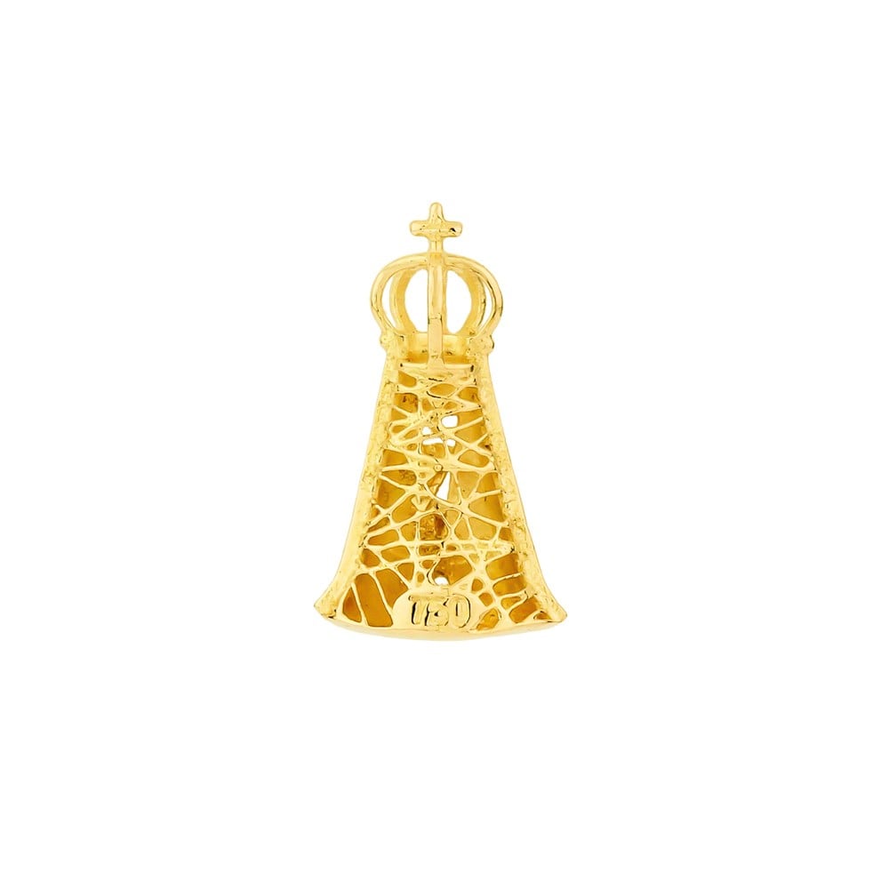 Pingente de ouro 18k nossa senhora aparecida manto detalhado