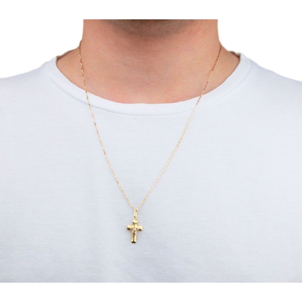 Pingente de ouro 18k crucifixo Jesus Cristo masculino / feminino