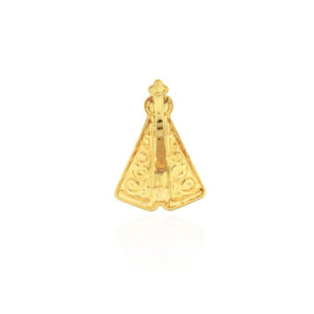 Pingente de ouro 18k Nossa Senhora Aparecida com manto em rodio negro mini