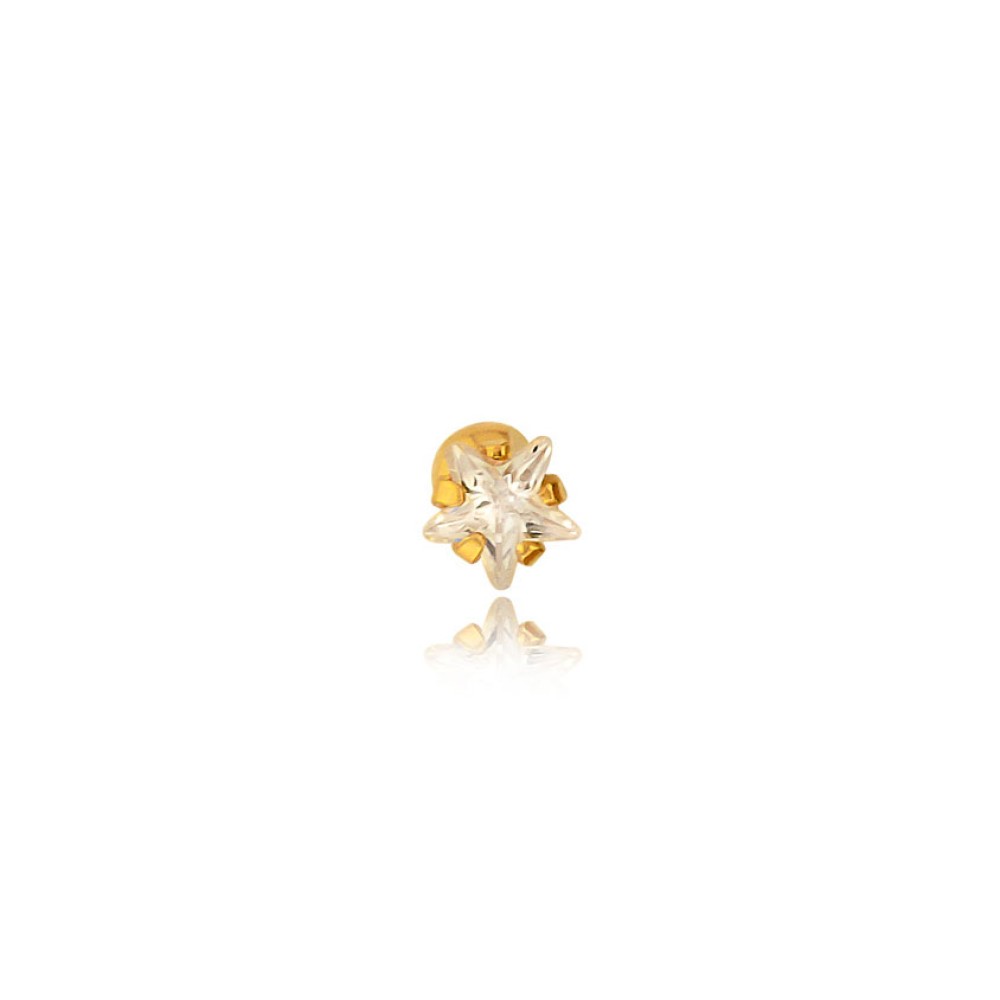 Piercing de ouro 18k ponto de luz estrela tragus cartilagem
