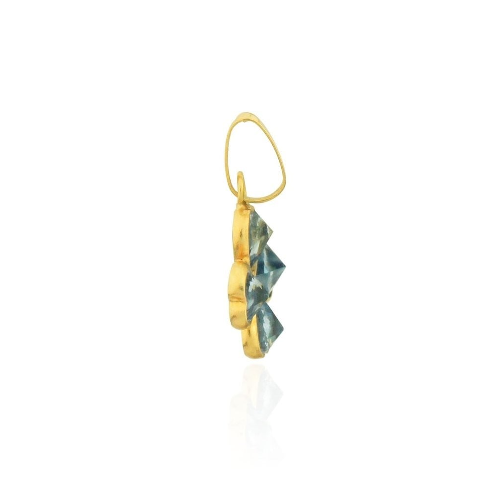 Pingente de ouro 18k trevo de 4 folhas foto lateral pedras verdes