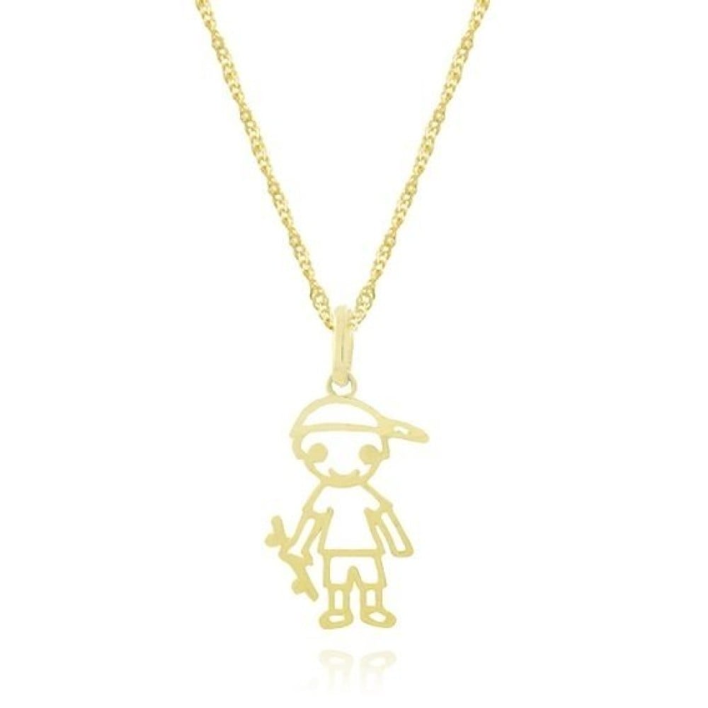 Pingente De Ouro 18K Menino Vazado foto com corrente
