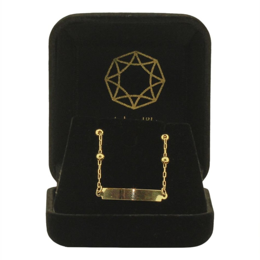 Pulseira De Ouro 18k Infantil (Bebê) Placa Para Nome E Bola