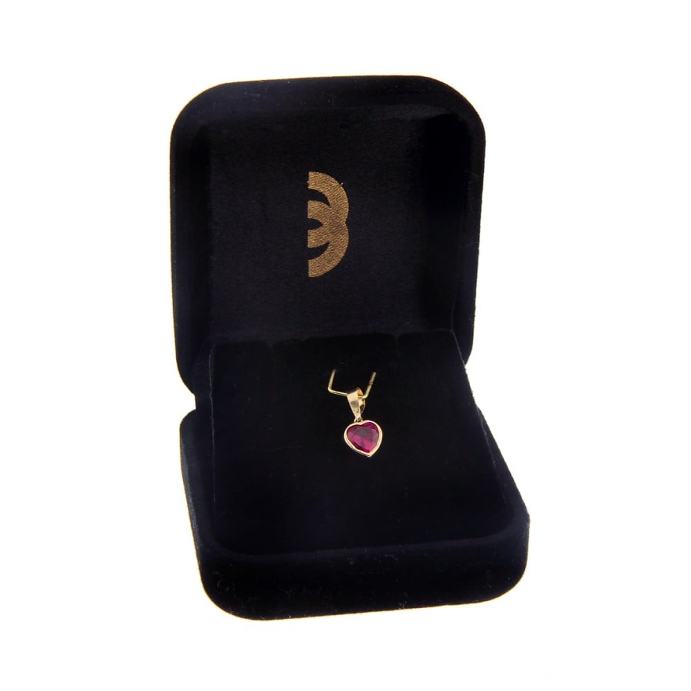 Pingente de ouro 18k coração com zircônia vermelha
