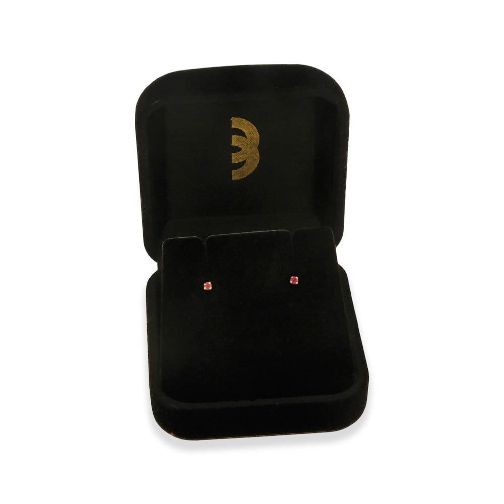 Brinco De Ouro 18k Pedra Vermelha De 2mm Segundo Furo / Recém Nascido 3
