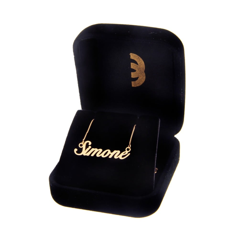 Gargantilha de ouro 18k com nome escrito personalizado 8 letras