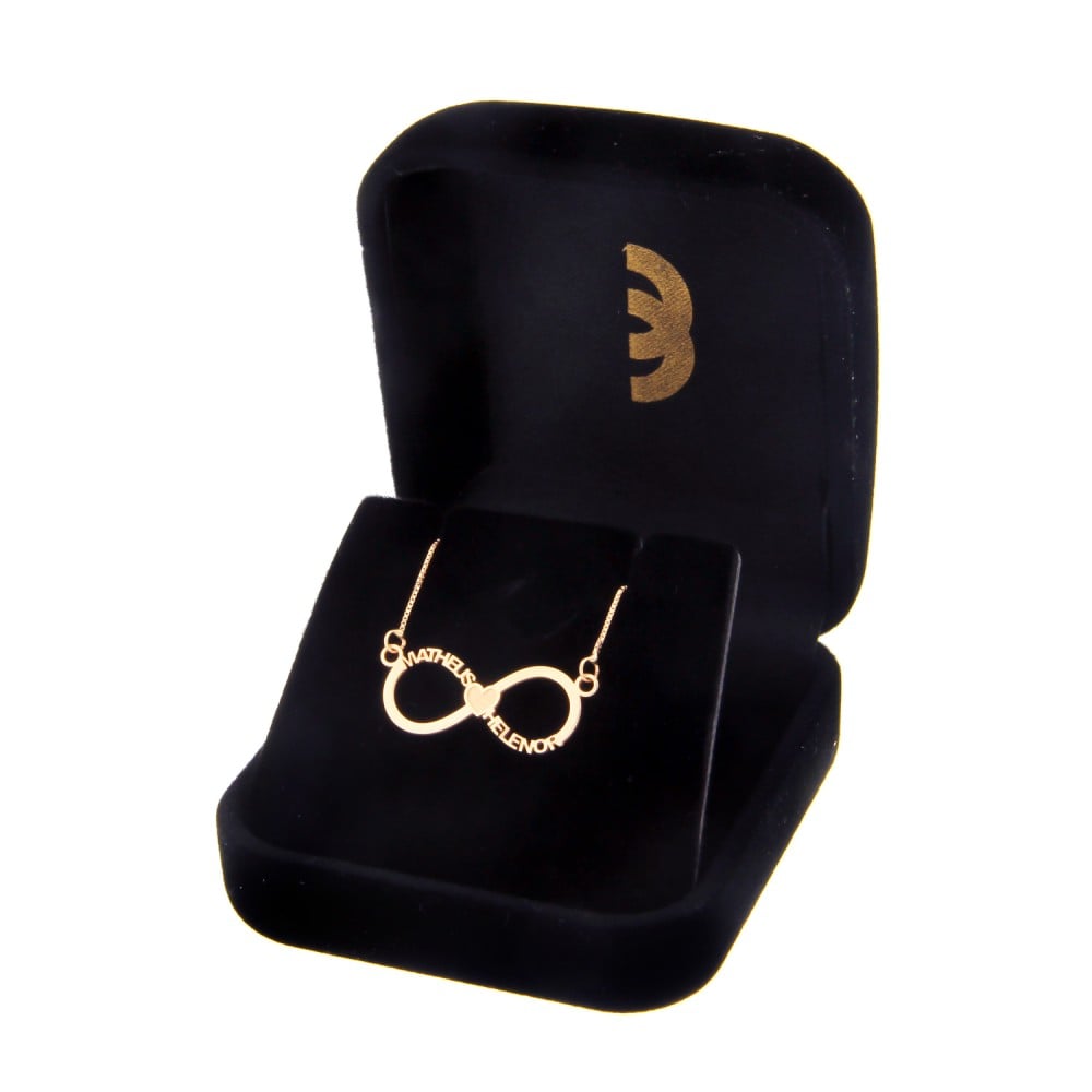 Gargantilha de ouro 18k simbolo infinito com nome personalizado