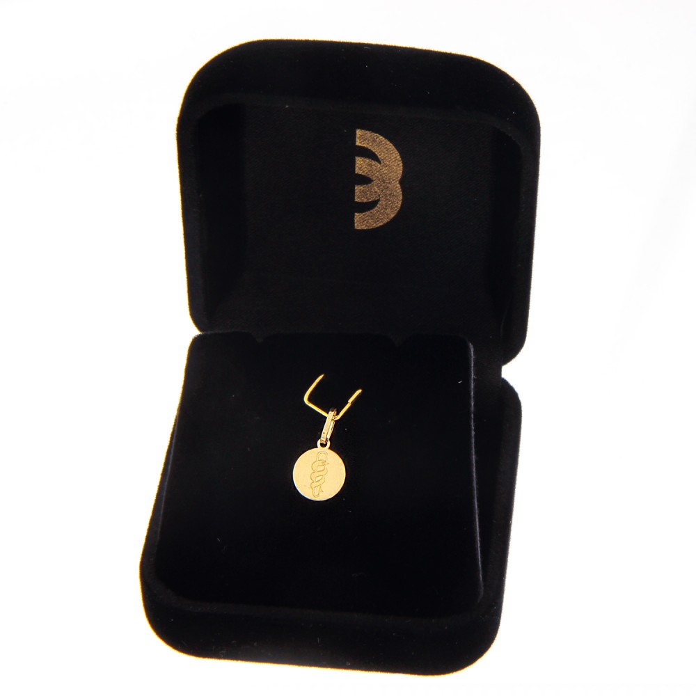Pingente de ouro 18k profissão odontologia placa redonda pequena