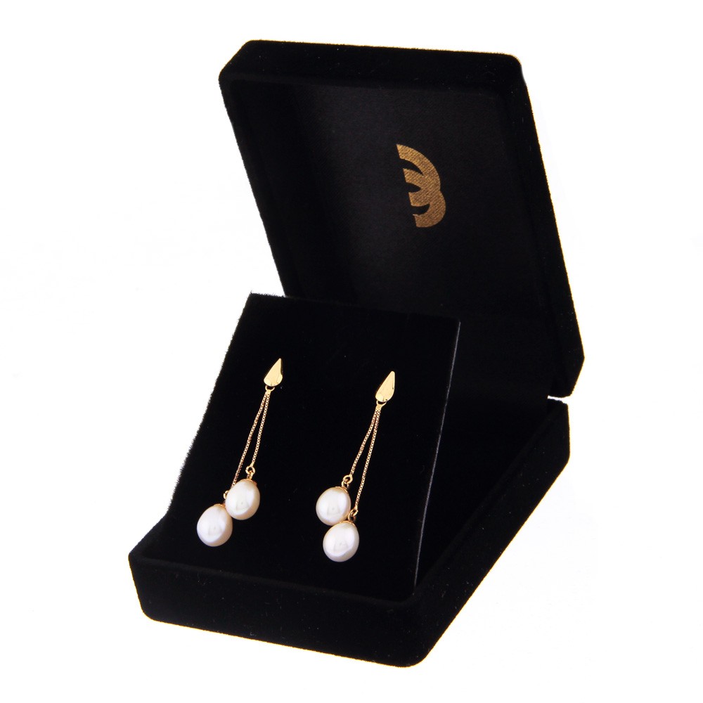 Brinco de ouro 18k corrente veneziana e pérola natural biwa