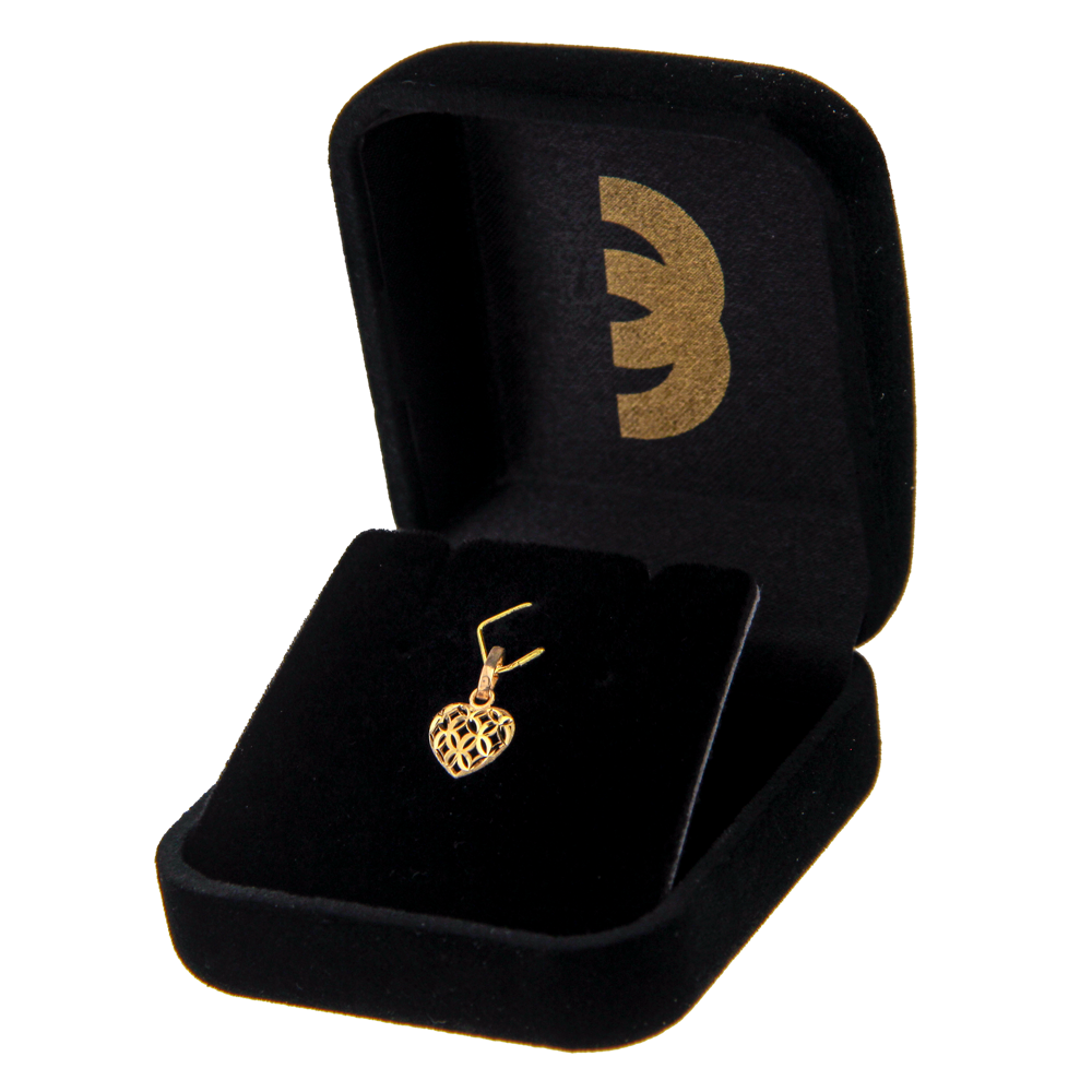 Corrente feminina de ouro 18k e Pingente de ouro 18k coração flores vazadas