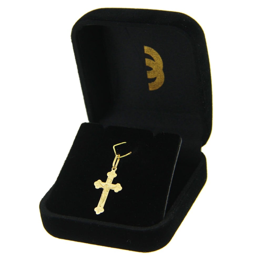 Pingente de ouro 18k cruz com imagem de Cristo