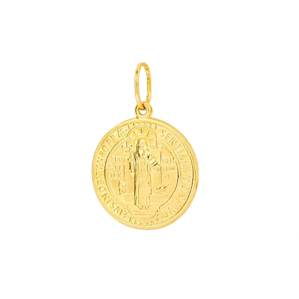 Pingente Medalha de São Bento ouro 18k G