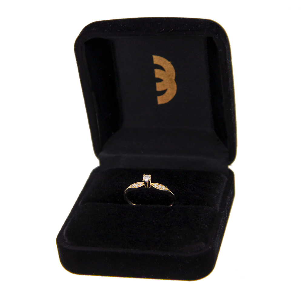 Anel de ouro 18k chuveiro solitário