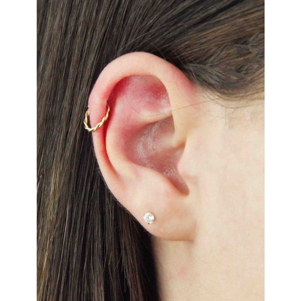 Piercing de orelha cartilagem helix ouro 18k corda
