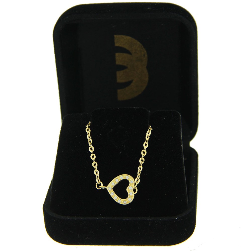 Pulseira De Ouro Feminina Com Coração Cravejada De Zircônias