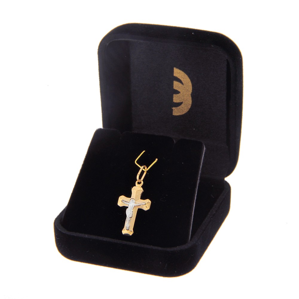 Pingente de ouro 18k crucifixo Jesus Cristo masculino / feminino