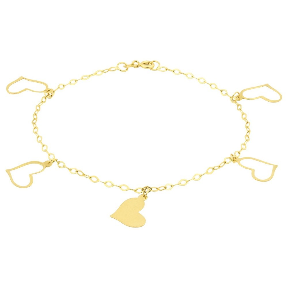 Pulseira De Ouro 18k Corações Adulto