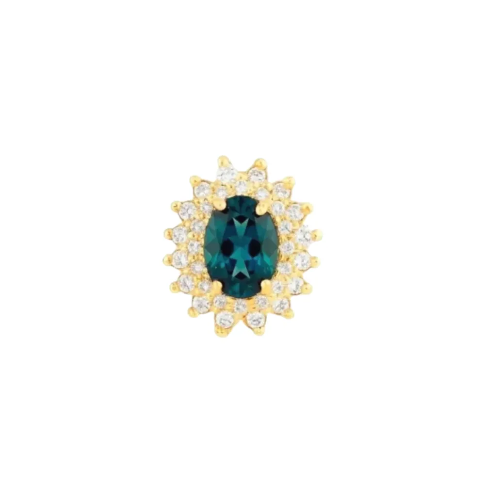 Pingente de ouro 18k Topázio e Moissanite Azul profundo
