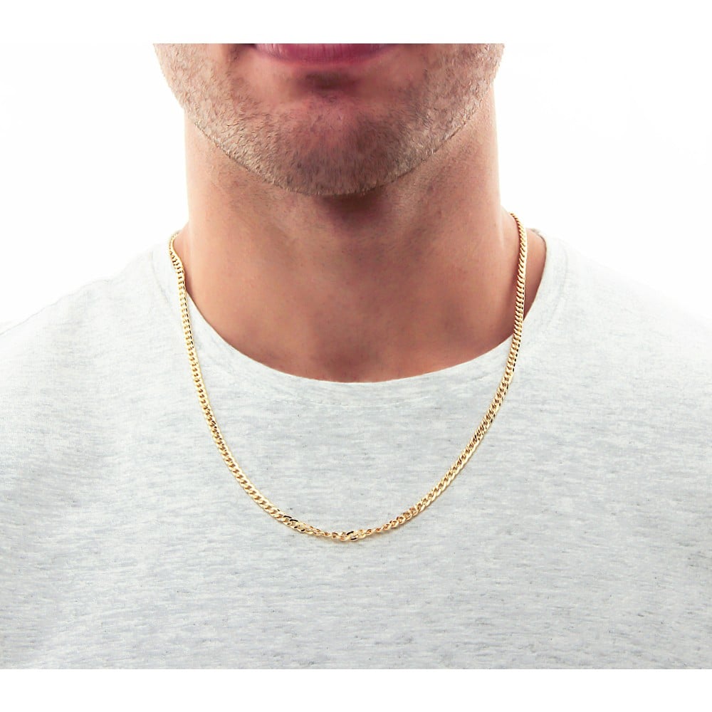 Corrente de ouro 18k masculina Grumet grossa 60cm foto corrente no pescoco