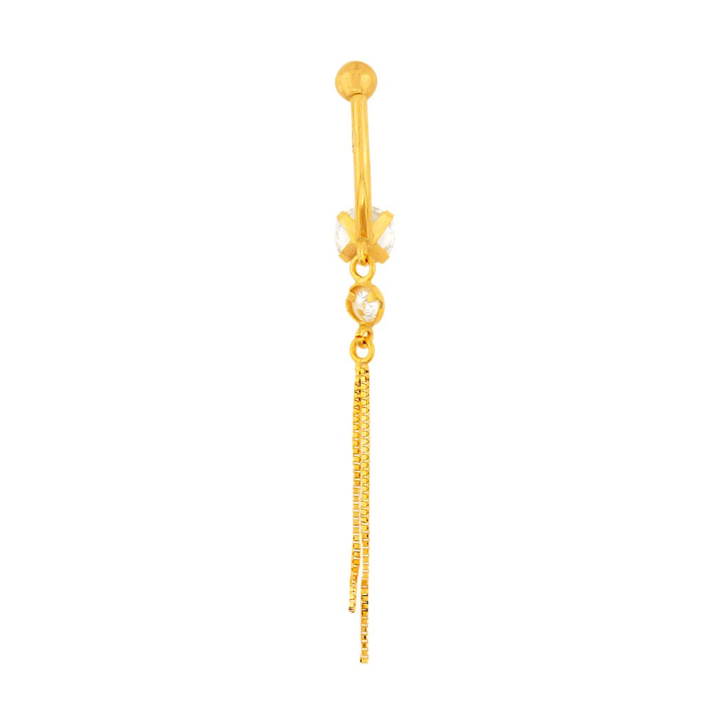 Piercing de umbigo de ouro 18k ponto de luz com pingente