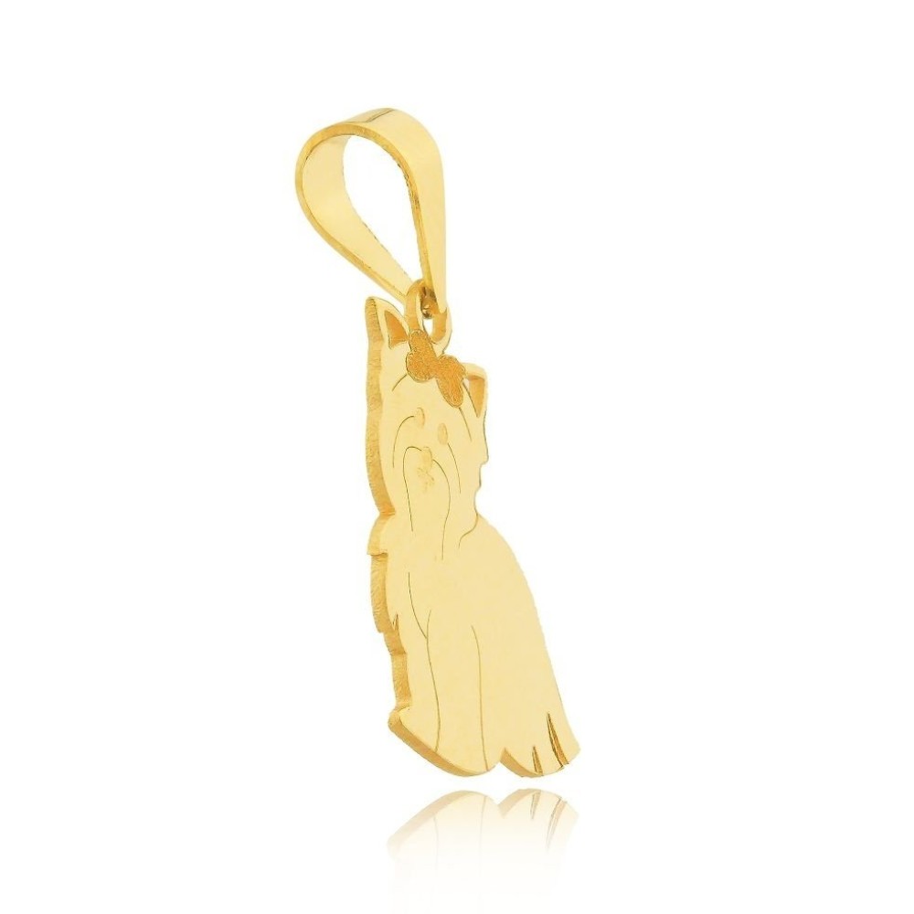 Pingente de ouro 18k raça shitzu com lacinho