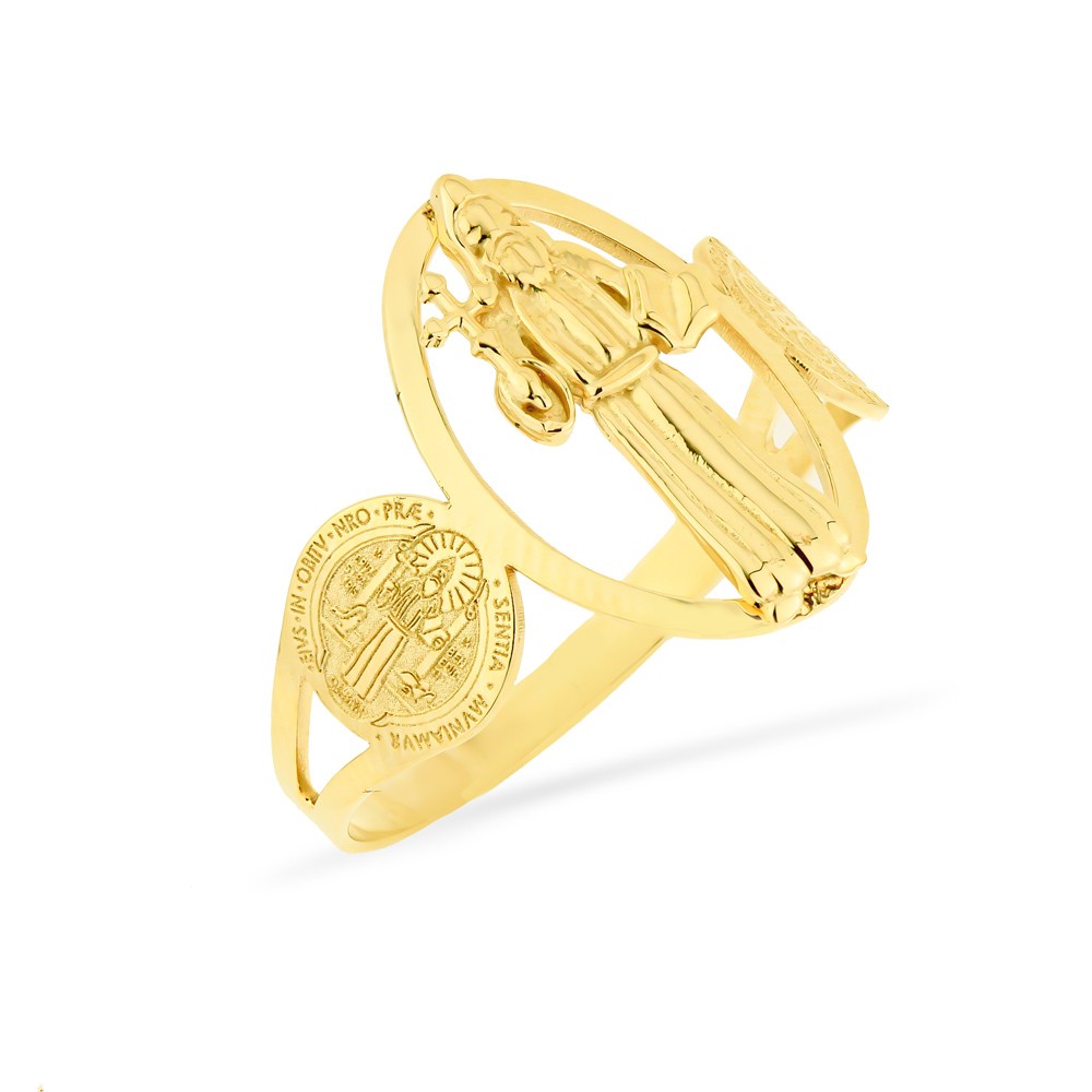 Anel São Bento de ouro 18k oval