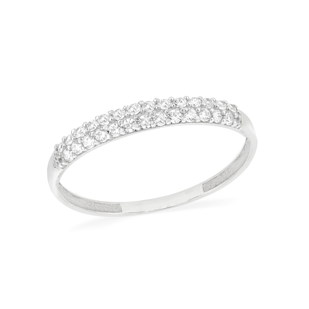 Anel aparador de aliança ouro 18k branco com zirconias 1,25mm