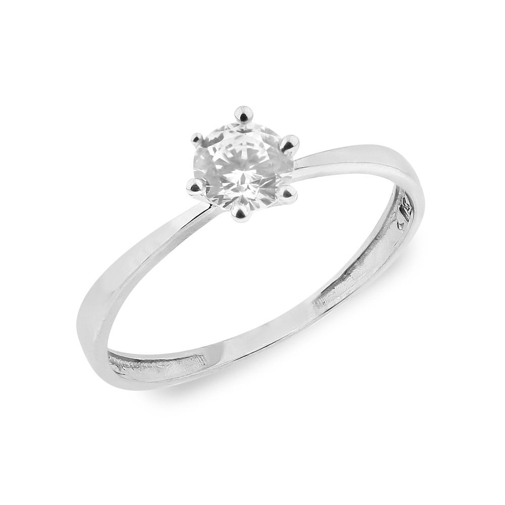 Anel de noivado solitário ouro 18k branco pedra 5mm