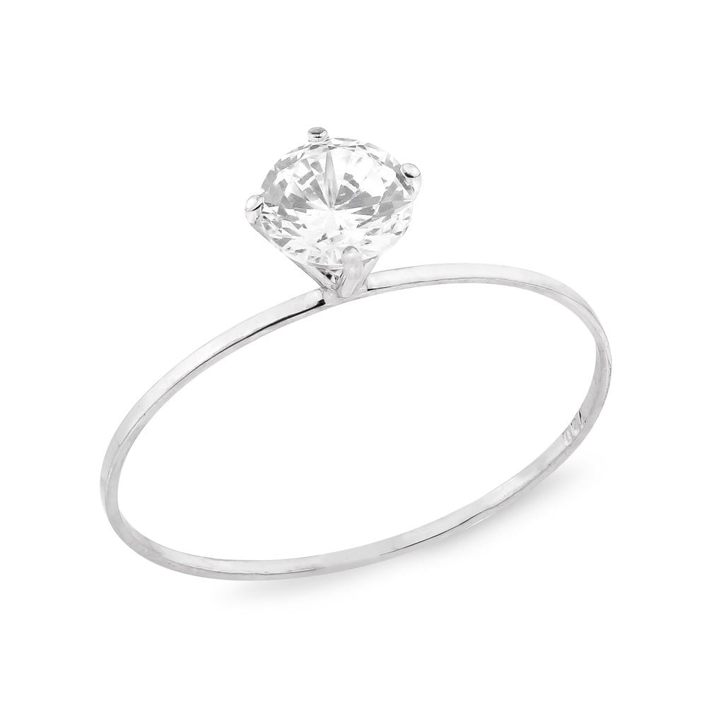 Anel de noivado solitário ouro branco 18k 6mm