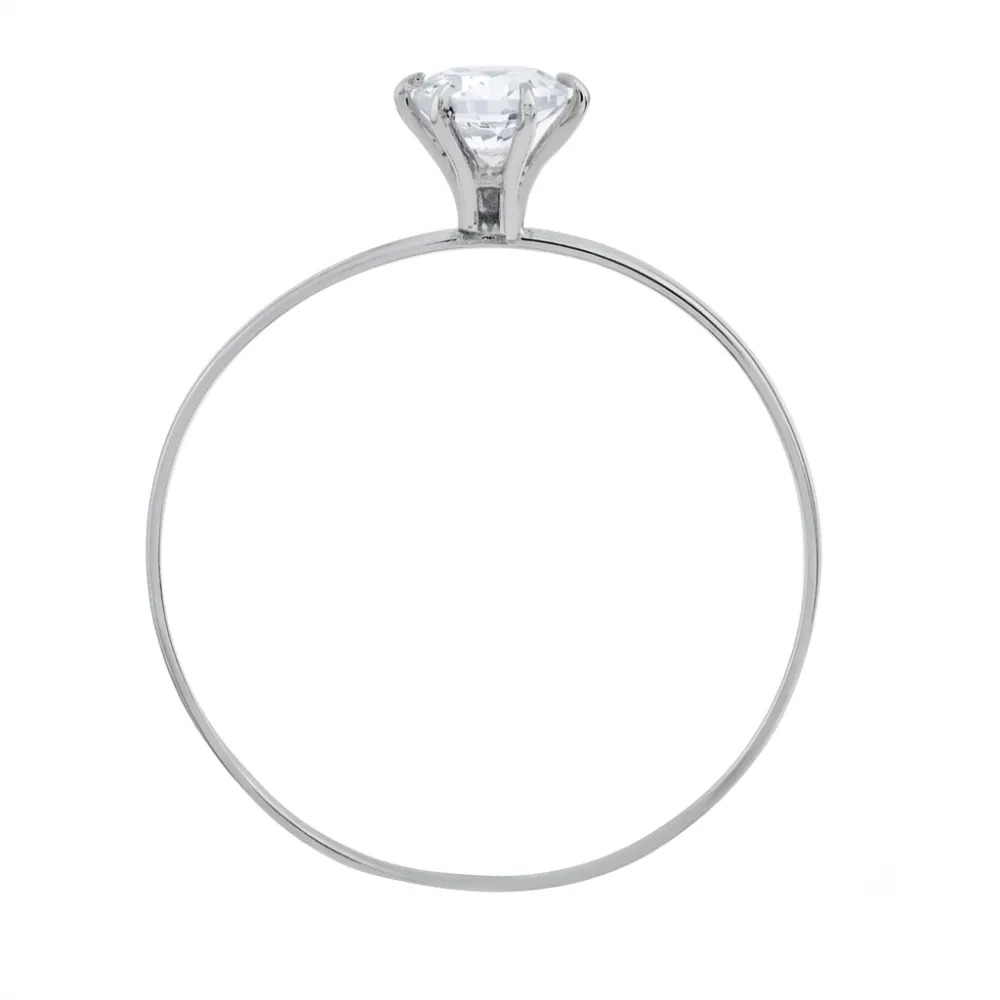 Anel de ouro 18k solitario ouro branco e pedra central