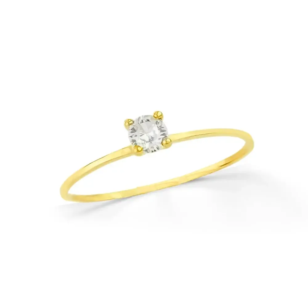 Anel de ouro solitário 18k fino classic