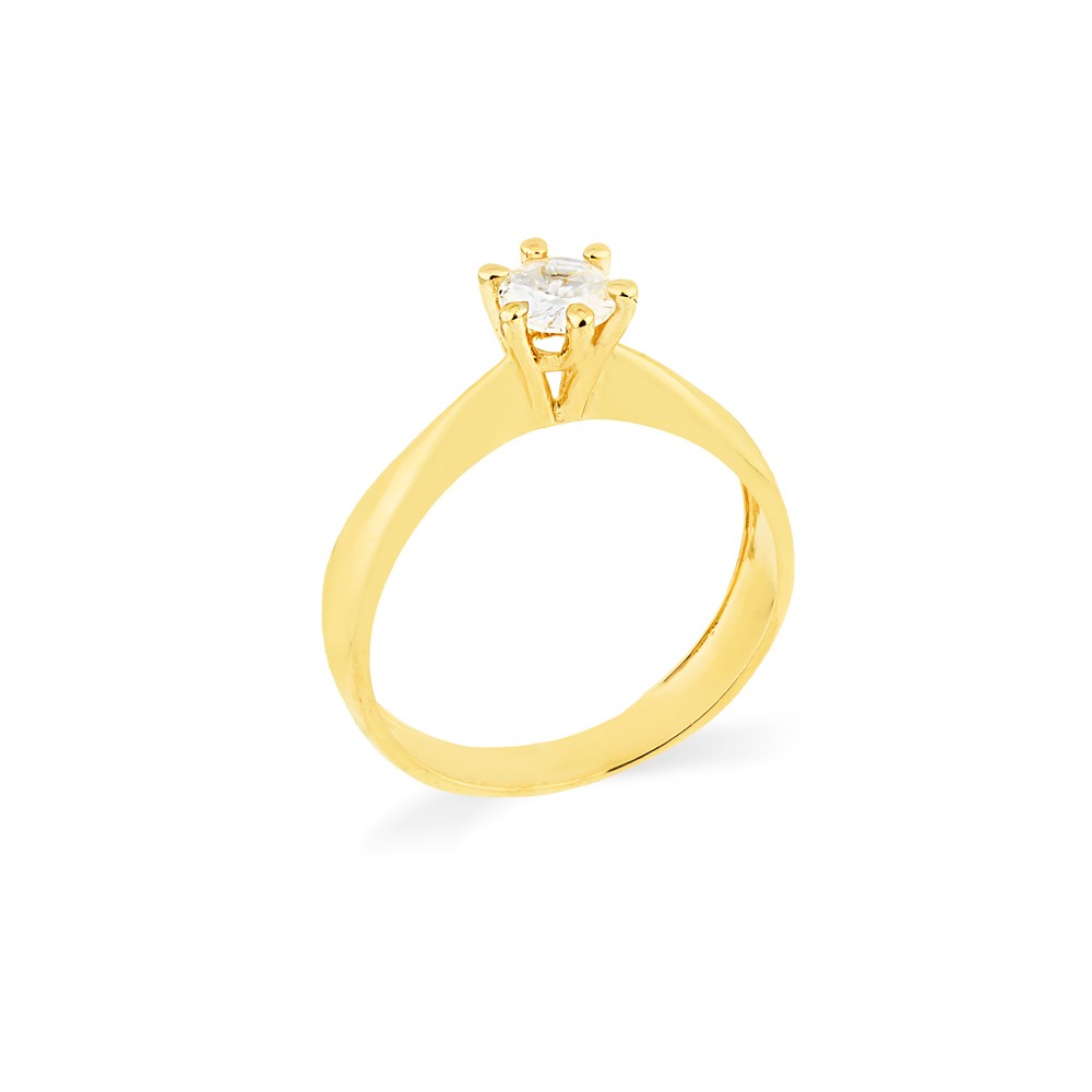 Anel solitário de ouro 18k classic aro liso XII