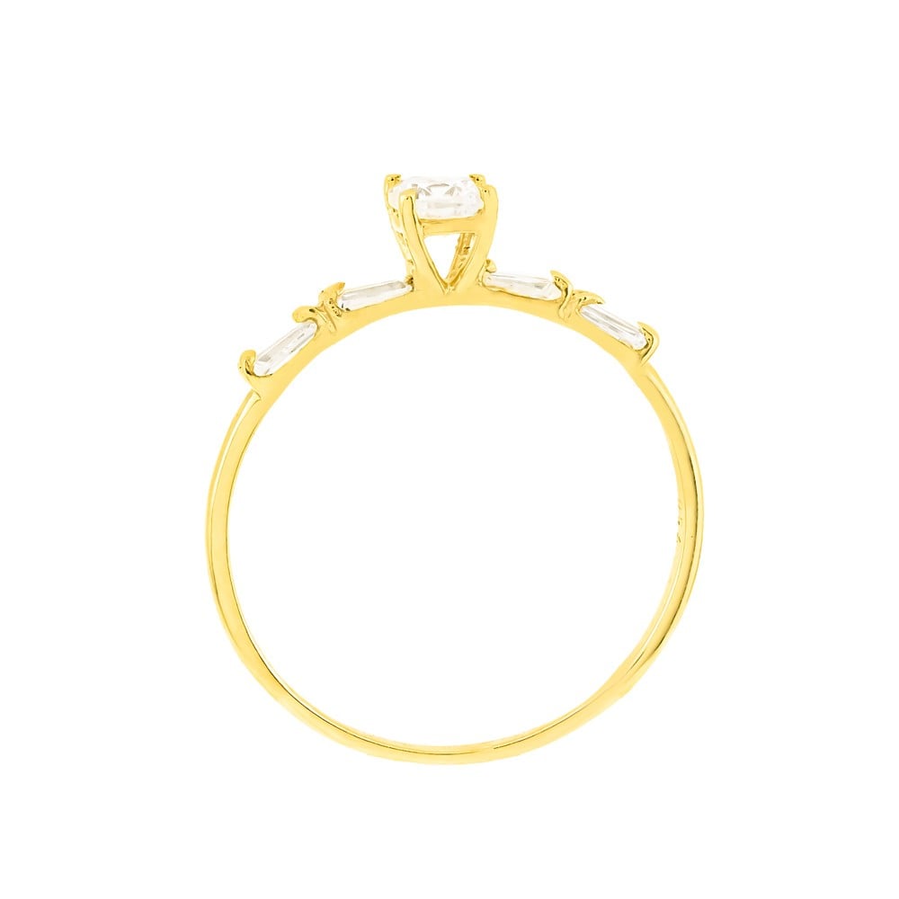 Anel solitário de ouro 18k Joy aro cravejado