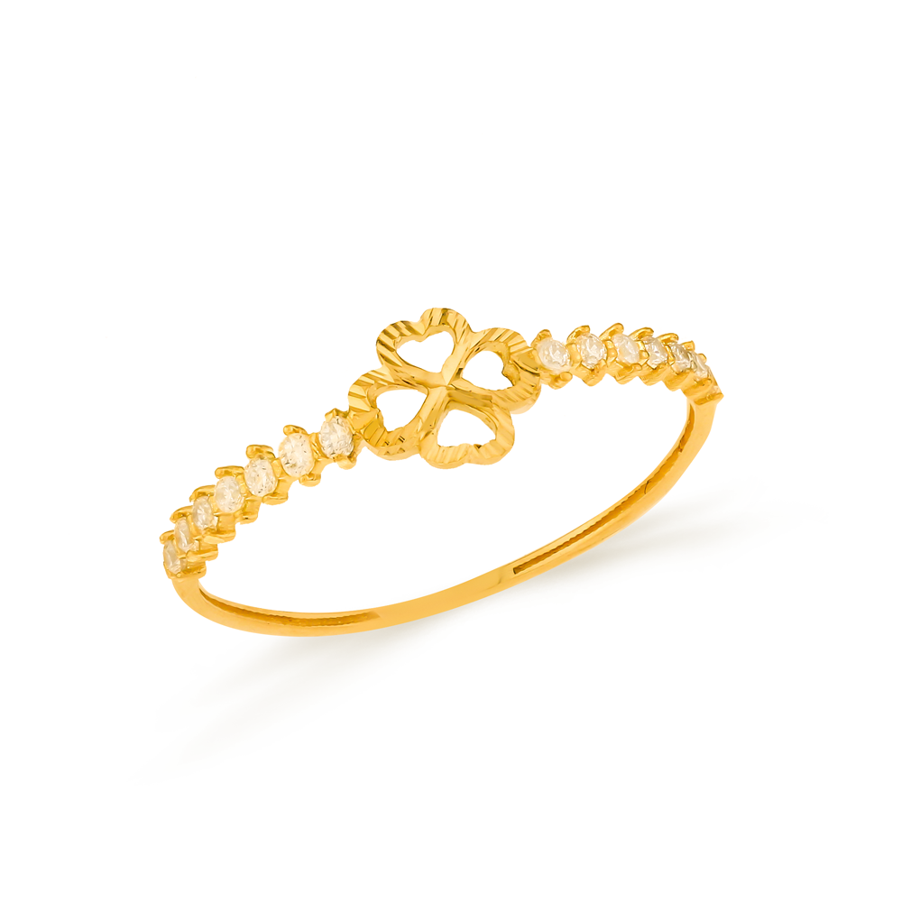 Anel de ouro 18k delicado trevo