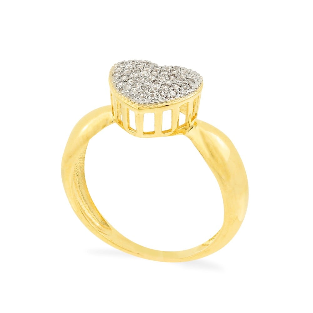 Anel de ouro chuveiro 18k coração alto