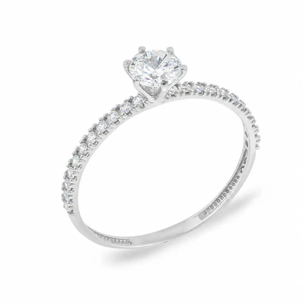 Anel moissanite ouro branco 18k XV
