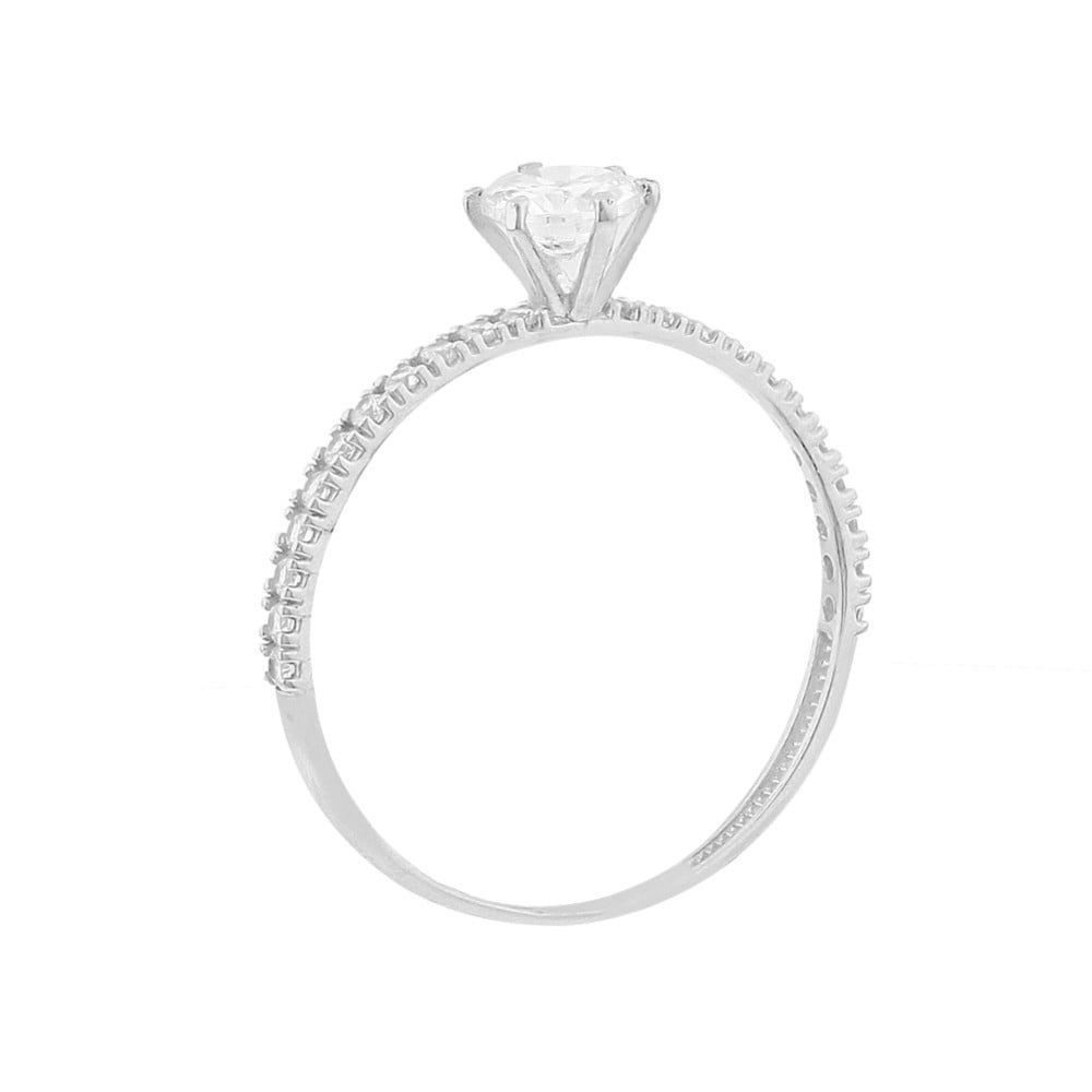 Anel de noivado ouro branco 18k solitário 6mm