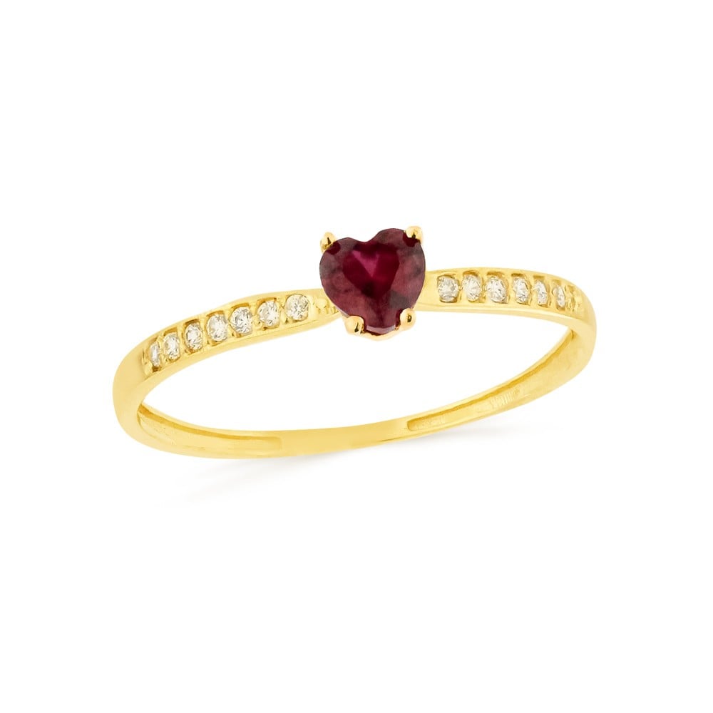 Anel de coração solitário ouro 18k vermelho