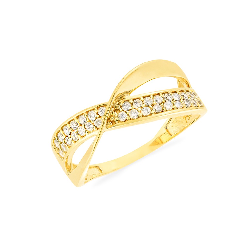 Anel de ouro 18k wave cravejado